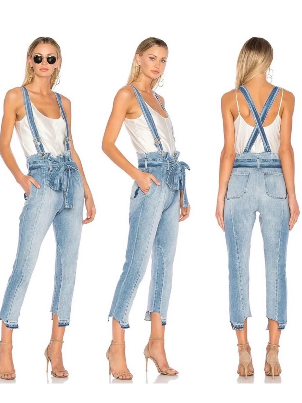 Frame Denim Light Blue Paperbag Suspender Jeans